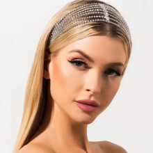 Högkvalitativa håraccessoarer i legering, stretchiga håraccessoarer för kvinnor, skalbara hårnålar med 7 rader strass och bländande