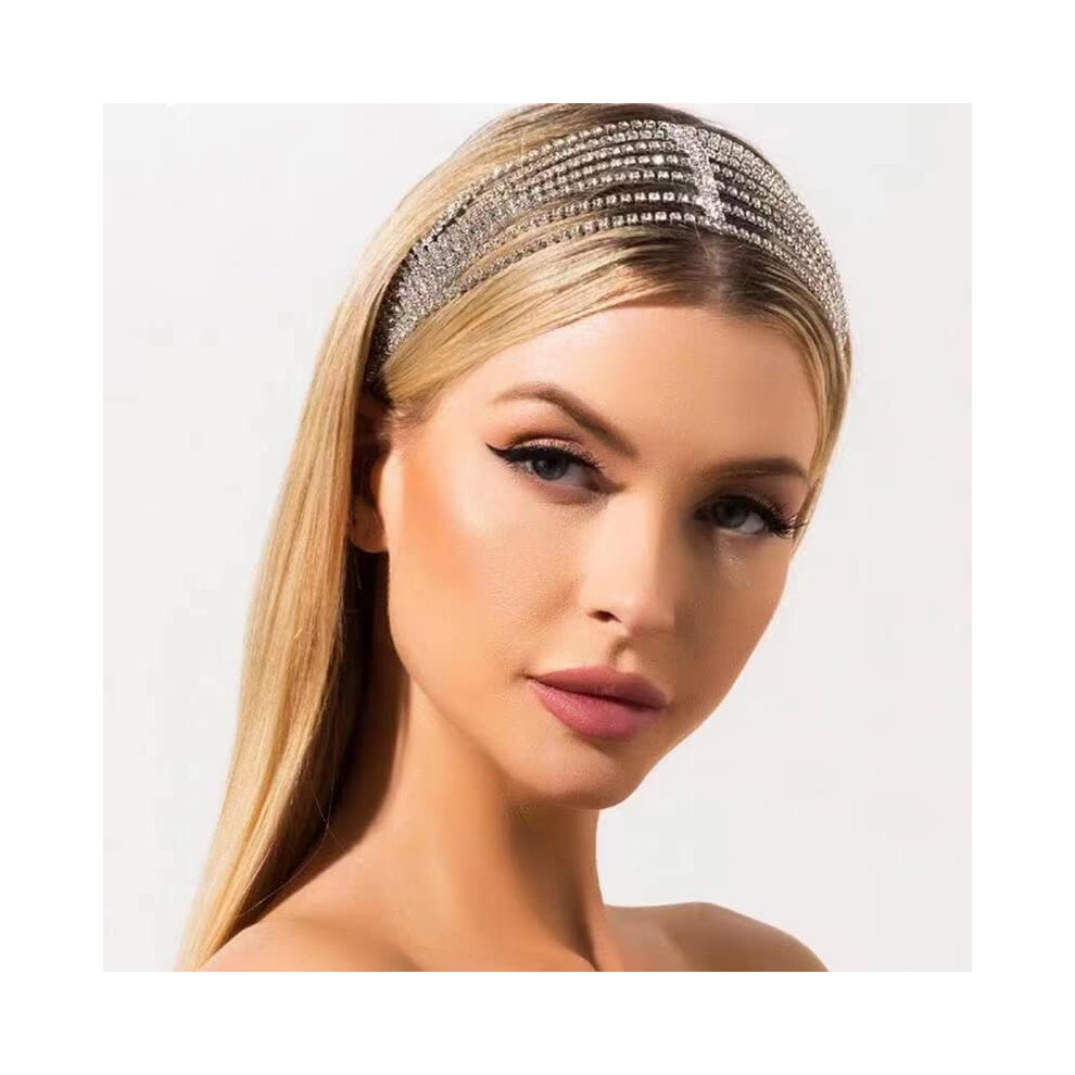 Elegant Hair Chain, Adjustable Headwear with Multi-Layered Headpieces, Bridal Headpieces for Women and Girls, Shiny Crystal Headbands with Good Color