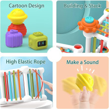 Suction Cup Spinner Toy for Toddler's Bath Time, Pull String Teether, Color Shape Sensory, Safe Material Baby Toys, Early Learning Toy for Bathroom