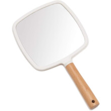 Salon Mirror, ABS Engineering Plastic, Portable Vanity Mirror, Wooden Frame For Salon & Home, Comfortable Grip, Clear Reflection Surface,