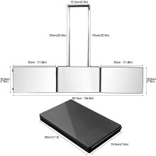 Way Mirror for Self Haircut, Trifold Mirror with 360 Degree View and Three-Color Dimming LED Lighting, Adjustable Height Telescoping Hook Design