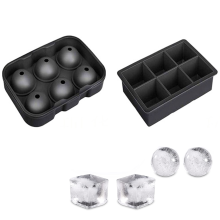 Sphere Ice Maker, Black Silicone Ice Ball Maker For Cocktails Bourbon, Square Ice-Cube Mold With Nonstick Silicone, Reusable Sphere Silicone Tray For