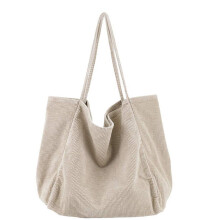 Sac cabas pliable en velours côtelé pour femme, sac à bandoulière léger et polyvalent de grande capacité, sac à main tendance pour les