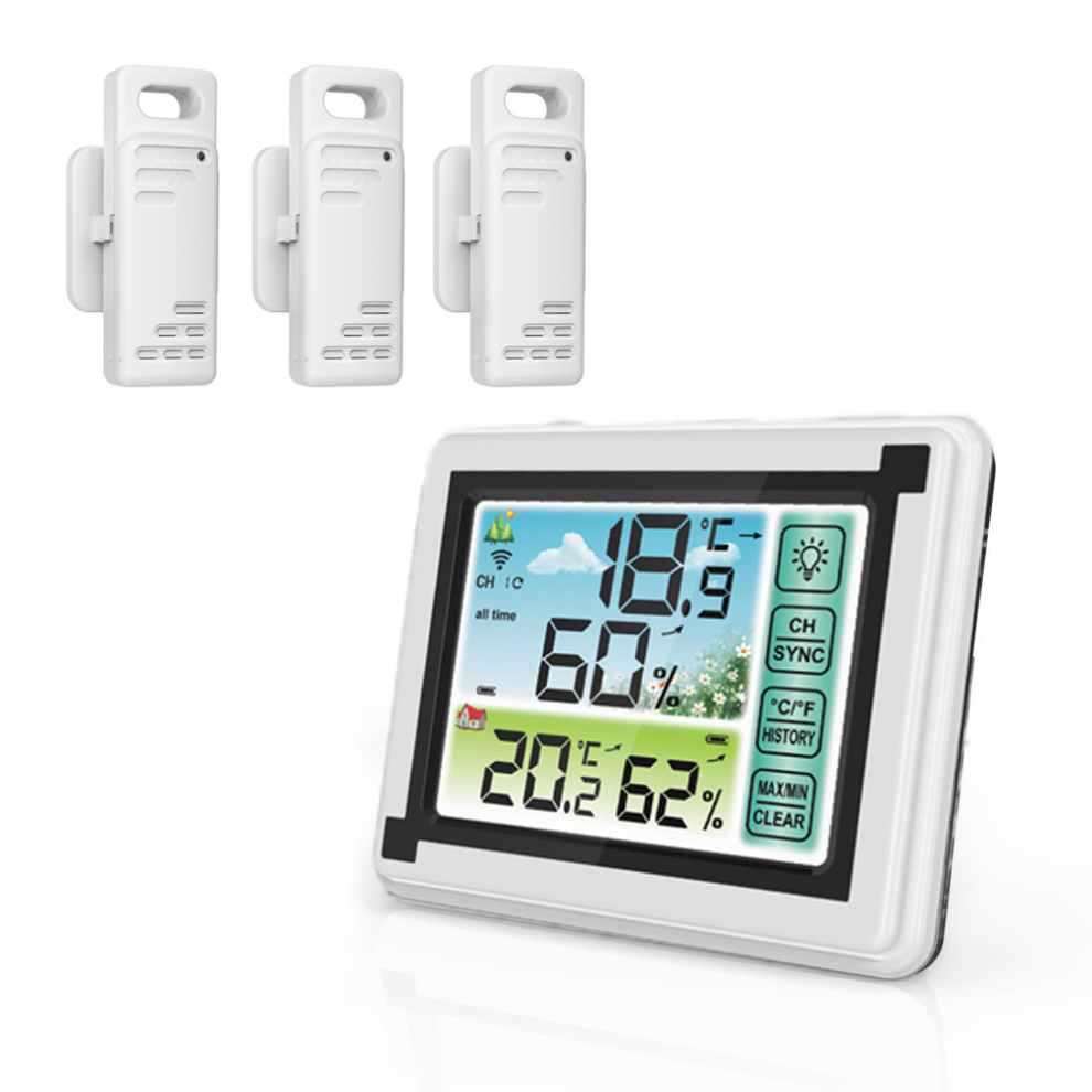 Smart Touch-Screen Indoor Thermometer, Humidity Meter with Max/Min Record for Multiple Applications, Easy to Use Weather Station with Personalized