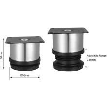 Furniture Legs for Cabinet and Sofa, Adjustable Height Metal Legs with Screws Included, Round Kitchen Feet Stainless Steel Replacement Feet for