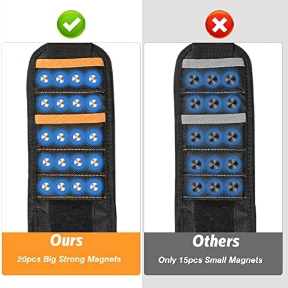 Magnetic Wristband Tool Bracelet, Home Improvement Unique Gift With 20 Strong Magnets For Holding Screws, Nails, Portable Toolbox For Men Women 9128293444552