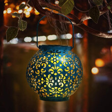 Luminária de mesa metálica com atmosfera romântica, luzes LED decorativas externas atualizadas, alimentada por energia solar e com design à prova