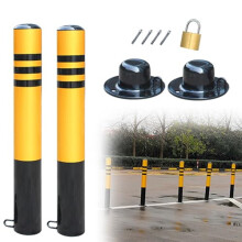 Traffic Safety Cones Removable Lockable Parking Barrier Bollards for Warehouse/Garage Lot, Yellow and Black, 9 X 75 cm