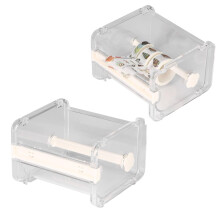 Transparent Desktop Multi Masking Tape Storage Dispenser, 2 Pieces Masking Tape Cutter, Tape Roll Holder, Office Tape Holder Dispenser