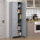 Homcom HOMCOM Modern Kitchen Cupboard Storage Cabinet with 6 Shelves, Grey 1