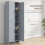 Homcom HOMCOM Modern Kitchen Cupboard Storage Cabinet with 6 Shelves, Grey 5