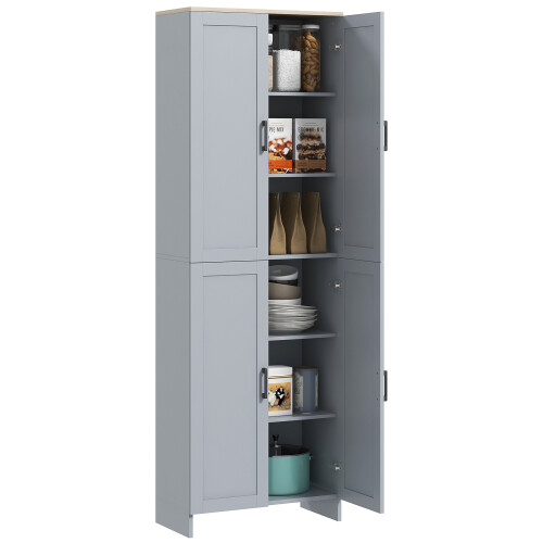 Homcom HOMCOM Modern Kitchen Cupboard Storage Cabinet with 6 Shelves, Grey 1