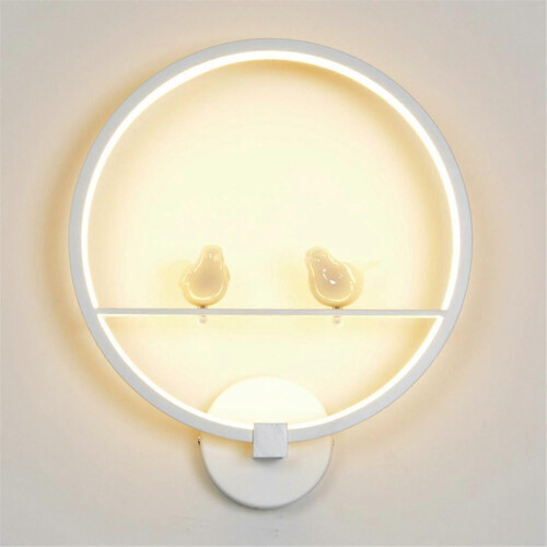 Φωτιστικό τοίχου LED 18W 3000K με θερμό φως, μαύρο, με δύο πτηνά και δαχτυλίδι 2