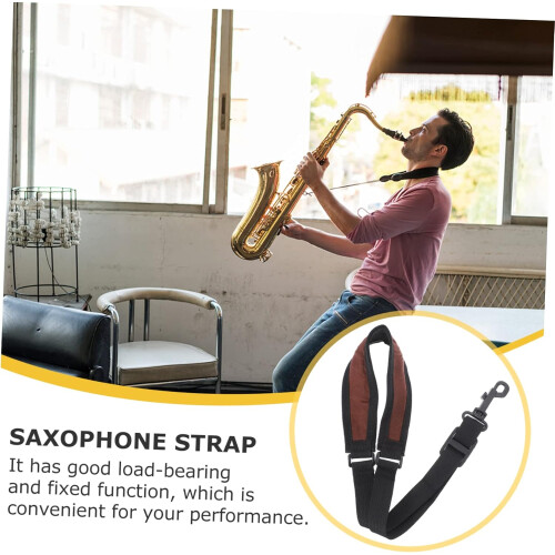 Saxophone Neck Strap Padded Saxophone Accessories  Elastic Coffee 2