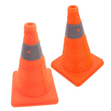 Reflective Collapsible Traffic Cones 2Pack Compact Parking And Emergency Use Plastic Visibility Collars Orange