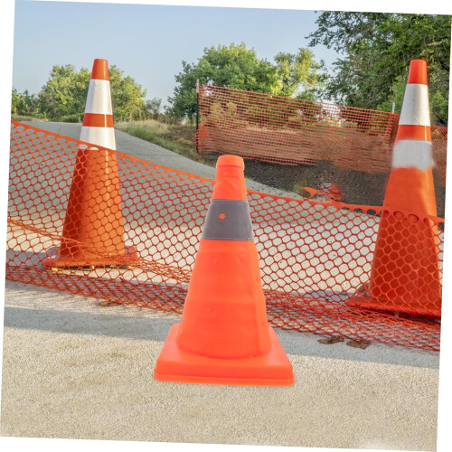 Reflective Collapsible Traffic Cones 2Pack Compact Parking And Emergency Use Plastic Visibility Collars Orange 1
