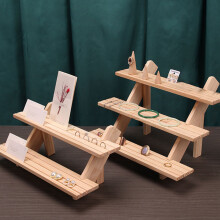 Wooden 3-Tier Display Stand Riser, 395x80mm, Multi-Purpose Shelf