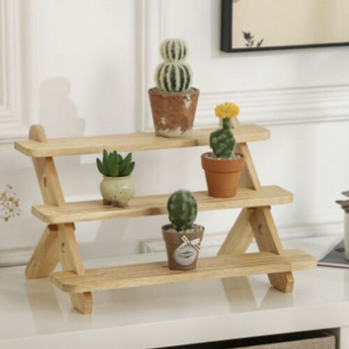 Wooden 3-Tier Display Stand Riser, 395x80mm, Multi-Purpose Shelf 2
