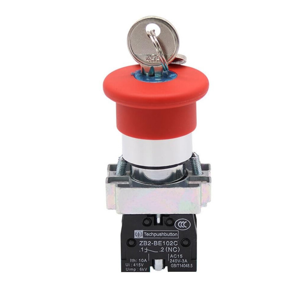 22Mm Emergency Stop Rotary Switch With Mushroom Head, 2 Position Locking, Dual Safety Contacts 9412369283931