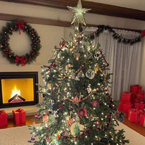 Star Shaped Christmas Tree Toppers Home Decoration-Silver 1