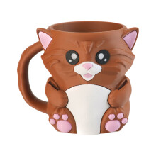 Whimsically Ice Cream Container Organizers-Cat brown No spoon