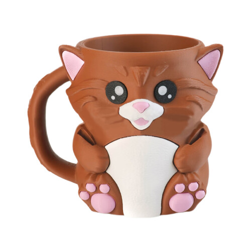 Whimsically Ice Cream Container Organizers-Cat brown No spoon