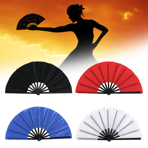 Chinese Folding Fan Retro Handheld Fan Plastic-Royal Blue 2