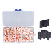 Ensemble de cosses en cuivre avec gaine thermorétractable, bornes annulaires de haute qualité pour câbles de batterie, construction robuste pour