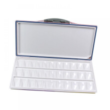 Leakproof Watercolor Paint Storage Box with 33 Wells, Multi Compartments Palette Washable Secure Surface, Palette with Lid for Artists and Students, A