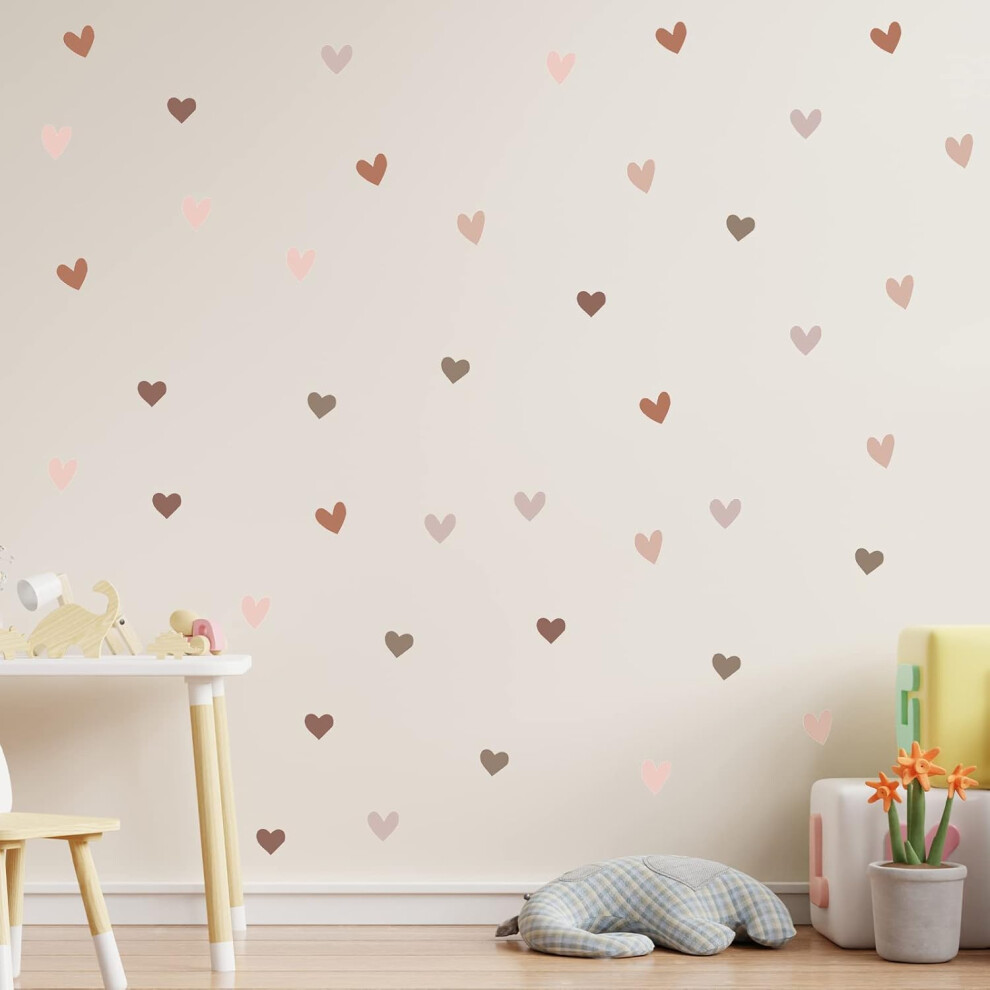 Girls Bedroom Decor with Loving Heart Wall Decals, Removable Wall Decals for DIY Customizable Spaces, Boho Style Pink Heart Stickers for Nursery Decor