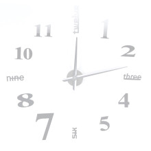 Frameless Wall Clock, Remarkably Accurate Silent Swipe Mechanism for Bedroom Office Decor (Silver)