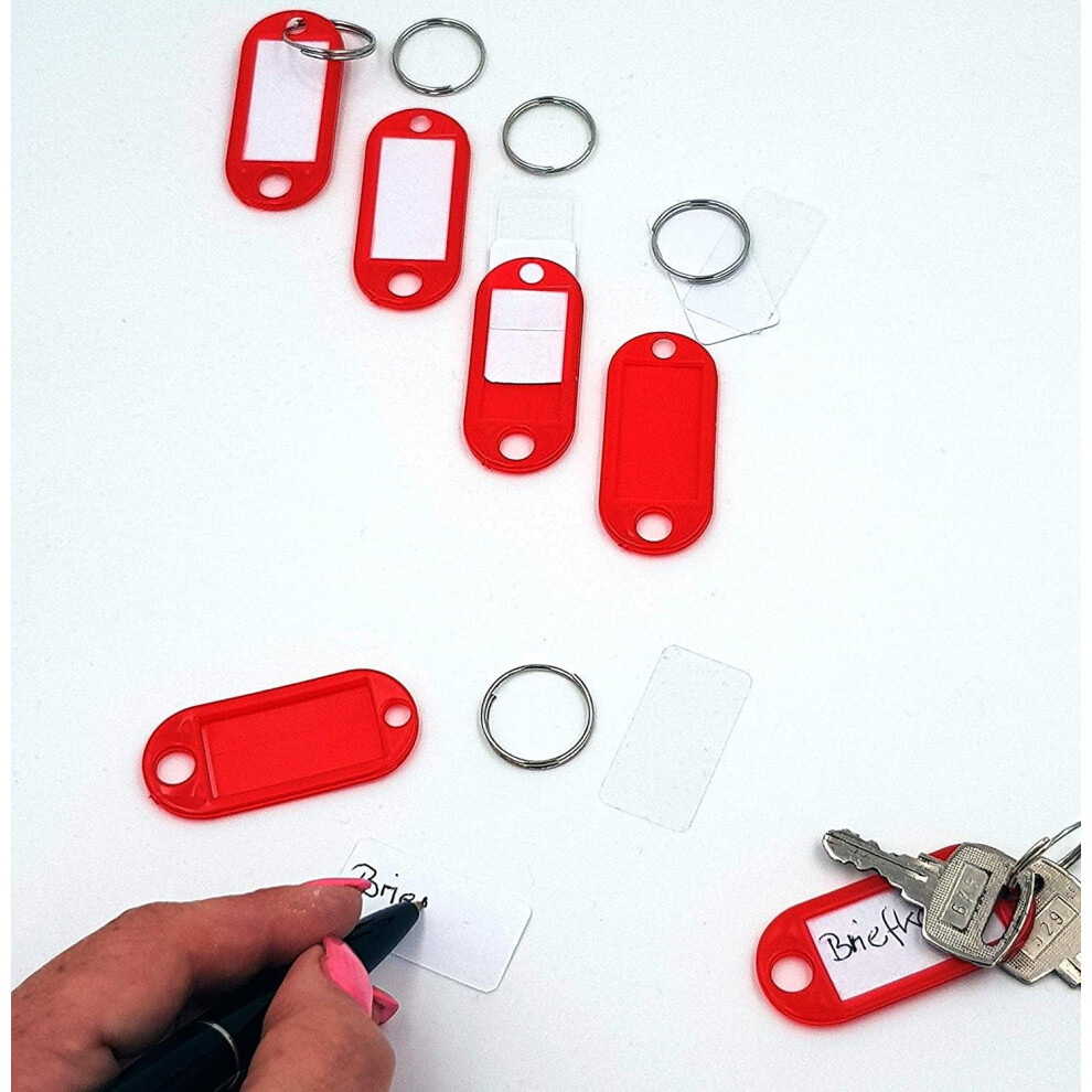 Reusable Key Chain Id Tags, Assorted Colors Bulk Key Labels With Label Window For Easy Identification, Sturdy Pp Plastic Key Identifiers With Split 9128293425261