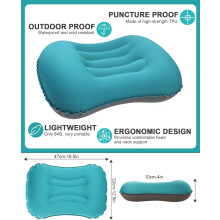 Almohada inflable para acampar, almohada ultraligera para mochileros, almohada de viaje portátil, soporte lumbar para cuello para senderismo,