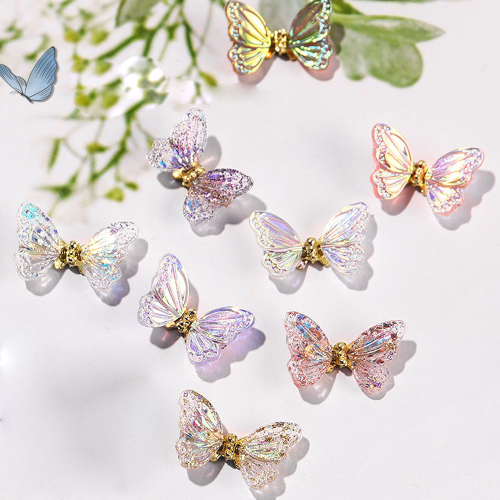 Γούρια Νυχιών Aurora Butterfly, Πολυτελή Γούρια Σχεδιασμός3D Πεταλούδες Νυχιών με 2