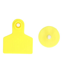 100 Pcs Yellow Plastic Livestock Ear Tags Cow Sheep Pig ID 49x42mm