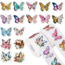Autocollant papillon coloré pour emballage cadeau, autocollant