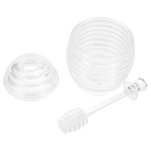 Honey Dispenser with Dipper, Transparent Glass Honey Jar for Kitchen, Durable Honey Pot with Lid