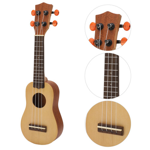 16 Inch Solid Spruce Wood Ukulele, 4 Strings for Beginners & Pros 2