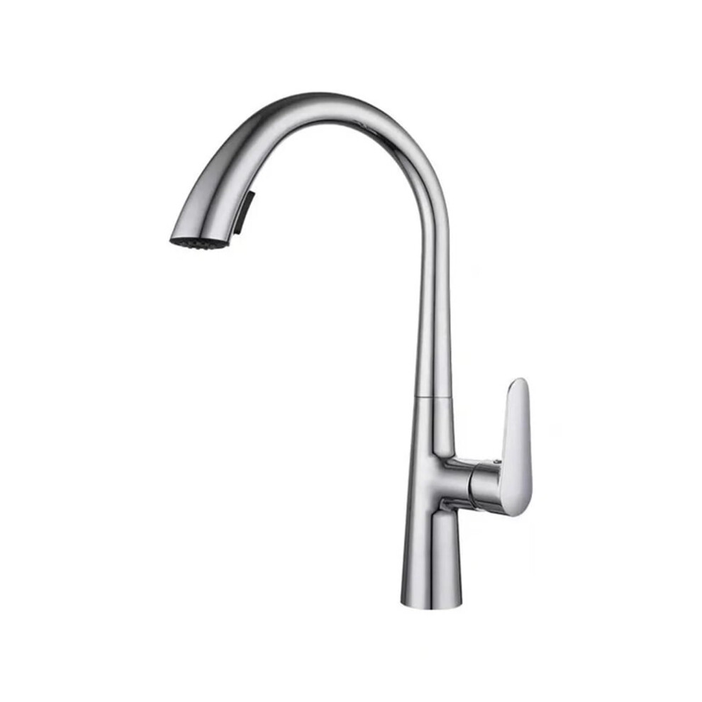 Brass Pullout Kitchen Faucet With Retractable Spray, Spacesaving, Hot And Cold Water Mixer, Sink Tap Gun Gray 9382693320421