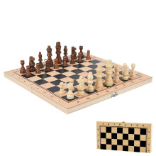 3in1 Wooden Chess Game Set Portable Strategy Board Game for Beginners, Competitive Training Family Entertainment