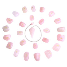 25pcs Crystal Rune Stones with Pendulum Bag for Meditation & Divination