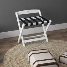 Folding Luggage Rack for Hotel Rooms, Solid Wood Portable Luggage Storage Stand (A)