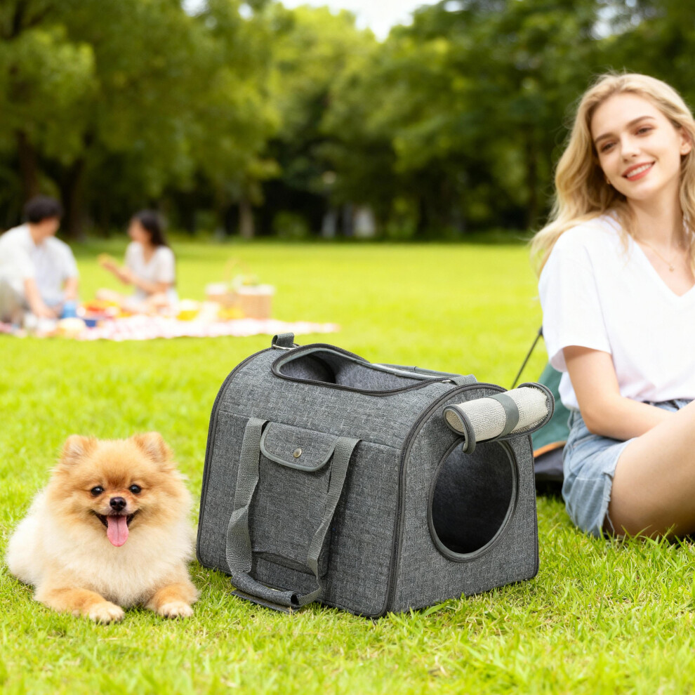 Pawhut Soft Sided Cat Carrier Bag Foldable Portable With Shoulder Strap