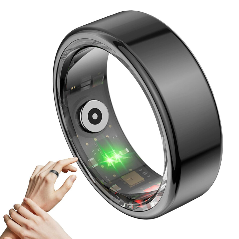 Black Smart Health Ring Sleep Tracker, Heart Rate Monitor, Waterproof Fitness Ring, Allday Health Monitoring, Size 11