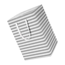 Space Saving Laundry Basket Foldable Dirty-Gray white striped b