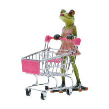 Grappige Kikkers Miniatuur Sculptuur met Winkelwagen Harsen Home