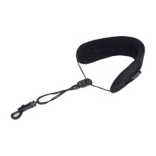 Adjustable Saxophone Strap with Hook, Comfortable Padded Saxophone Shoulder Strap, Saxophone Accessory, Foldable Saxophone Shoulder Strap, Plush Black