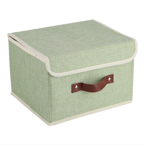 Foldable Storage Box, Stackable and Collapsible Design for Efficient Space Management, Lidded Storage Cube with Faux Leather Handles, Breathable Cotto 2