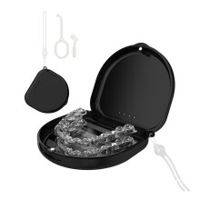 Retainer Case Breathable Portable Denture Retainer Box, Mouthguard Case with Removal Tools& Aligners Chewies& Brush, Mouthguard Box for Ortho Retaine