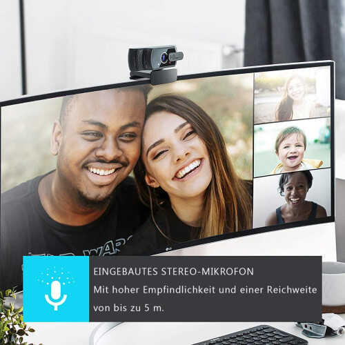 Webcam ροής με στερεοφωνικό μικρόφωνο, αυτόματη διόρθωση φωτός, βίντεο Full HD1080P, 1